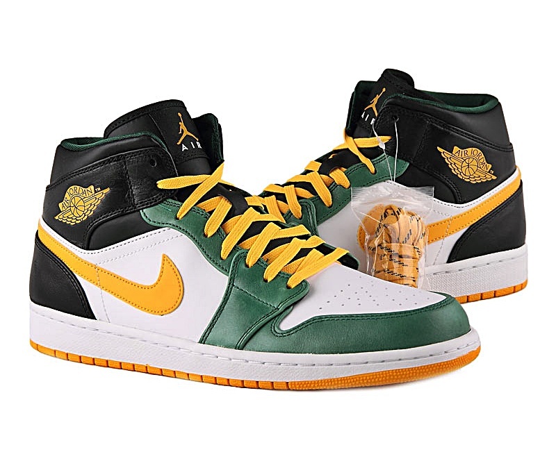 Air Jordan 1 Mid "Greenish" (307/verde/amarillo/blanco)