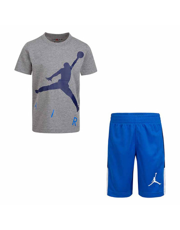 Jordan Kids Jumping Air Tee Short Set "Grey-Blue"