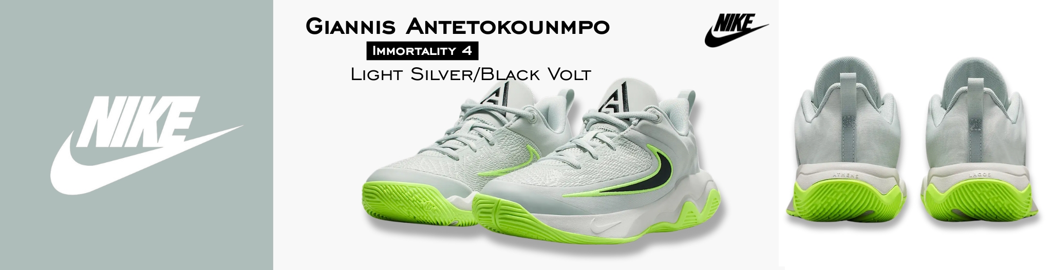 Giannis Antetokounmpo Immortality 4 - Light Silver/Black Volt