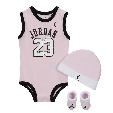 Jordan Infants J23 Jersey/hat/bodysuit/bootie 3 Piece Set (0-6M) "Pink"