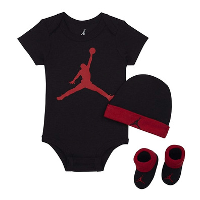 Jordan JHN Jumpman Infants Hat/ Bodysuit /Bootie Set 3pc (0-6M) "Black"