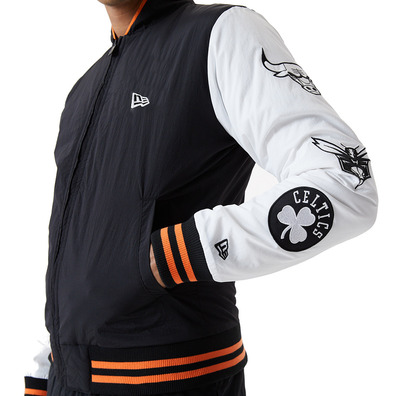 NBA Logo East/West Coast Varsity Jacket "Black-White-Orange"