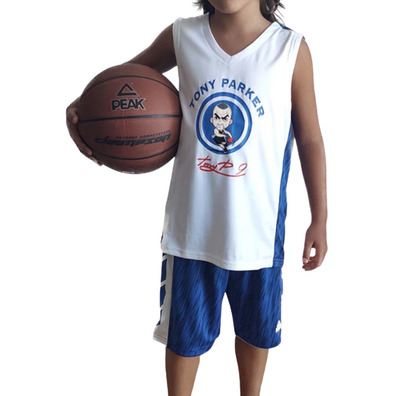 Peak Sport Basketball Junior Tony Parker Graphic Set "White-Blue"