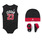 Jordan Infants J23 Jersey/hat/bodysuit/bootie 3 Piece Set "Black-Red"