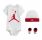 Jordan JHN Jumpman Infants Hat/ Bodysuit /Bootie Set 3pc "White-Gym Red"