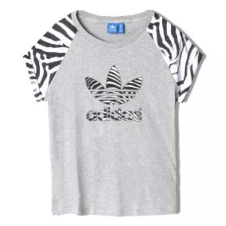 Adidas Original Camiseta Mulheres Trefoil Logo Zebra (gris/negro/blanco)