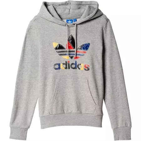 Adidas Originals Mulheres Sudadera Colored Trefoil Logo (gris/multicolor)