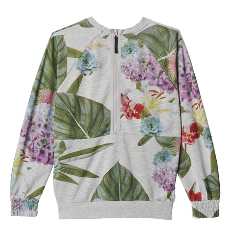 Adidas Originals Mujer Train Allover Print Floral Logo Sweatshirt (grey/multicolor)