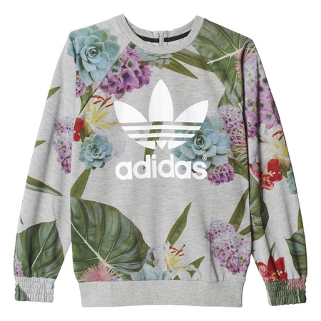 Adidas Originals Mujer Train Allover Print Floral Logo Sweatshirt (grey/multicolor)