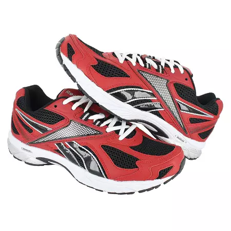 Reebok Pheehan Run Tênis Homem (preto/prata/vermelho)