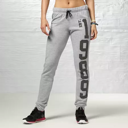 Reebok Pantalón Mulheres Aerobics Look Fit Cuffet (gris/blanco)