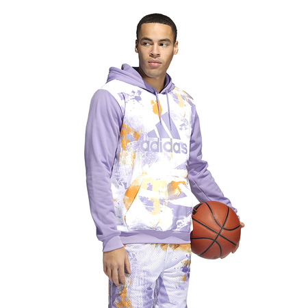 Adidas Basket Allover Print Hoodie "Magic Lilac"