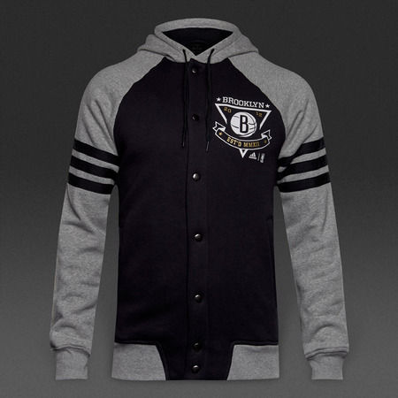 Adidas Washed Baseball Jacket Brooklyn Nets(Black/Grey))