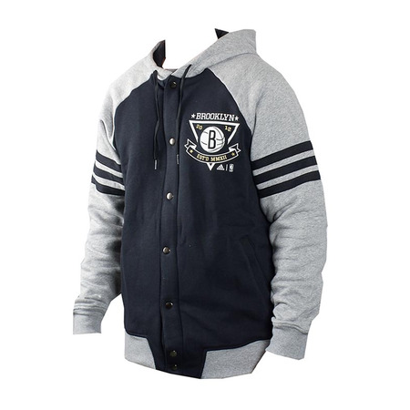 Adidas Washed Baseball Jacket Brooklyn Nets(Black/Grey))