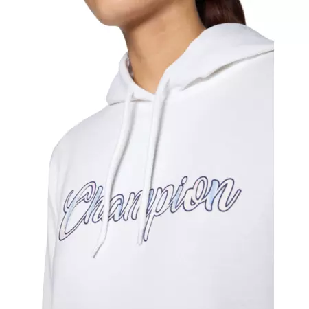 Champion Women's Fleece Hooded Sweatshirt Script Logo "White"