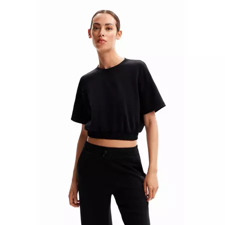Desigual Baggy Cropped Sport T-shirt "Black"