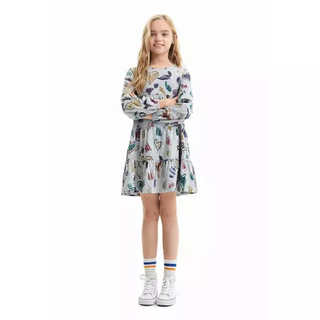 Desigual Girls Dress Drawings Hearts
