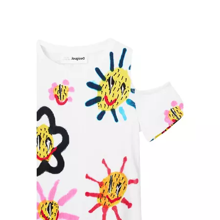Desigual Girls Flower Cut Out T-Shirt