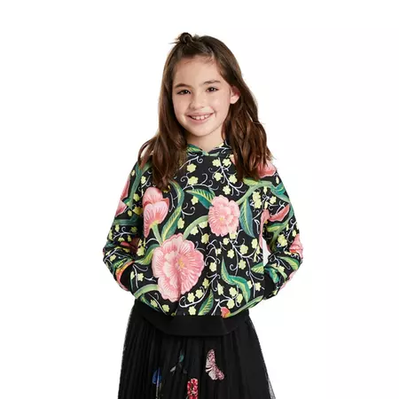 Desigual Girls Flower Hooded Sweatshirt