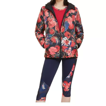 Desigual Padded Jacket Scarlet Bloom
