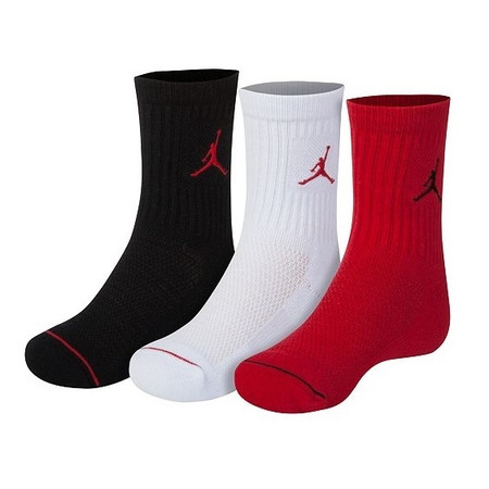 Jordan Kids Jumpman Crew Socks 3 Pair (27-35)(Black/White/Red)