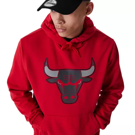 New Era NBA Chicago Bulls Logo Outline Pollover Hoodie "Red"