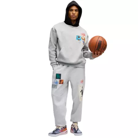 Puma Basketball Hooptopia Graphic Hoodie "Light Gray"