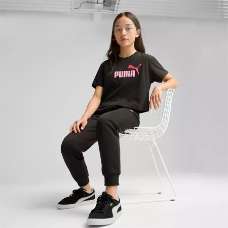 Puma Girls Logo Cropped Tee "Black"