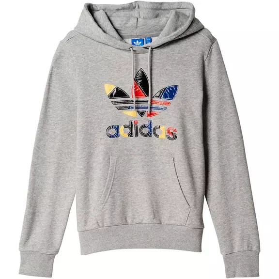 Adidas Originals Mulheres Sudadera Colored Trefoil Logo (gris/multicolor)