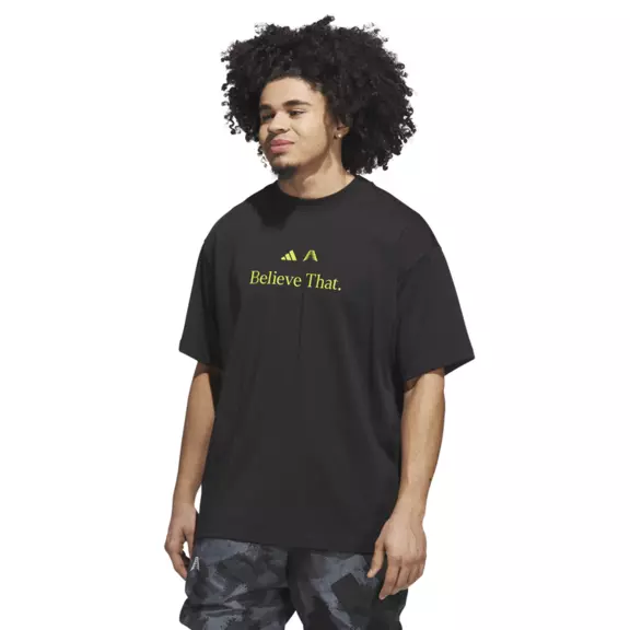 Adidas Basketball Anthony Edwards Believe That T-Shirt "Black/Preloved Lime"