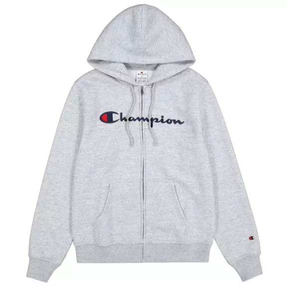 Champion Embroidered Big Logo Fleece Full-Zip Hoodie "Light Grey"