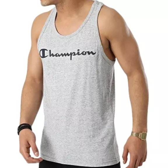 Champion Legacy Cotton Contrast Scrip Logo Tank Top "Grey"