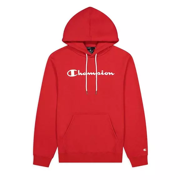 Champion Script Logo Print Cotton Terry Hoodie "Red"