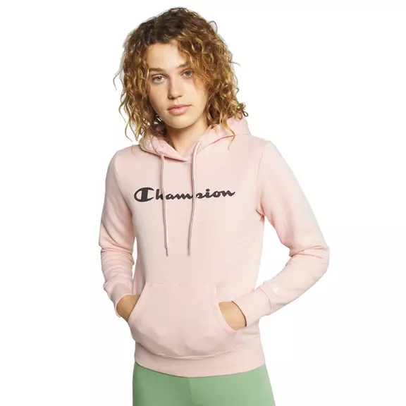 Champion Wn´s Legacy Script Logo Print Cotton Terry Hoodie "Rose Tane"