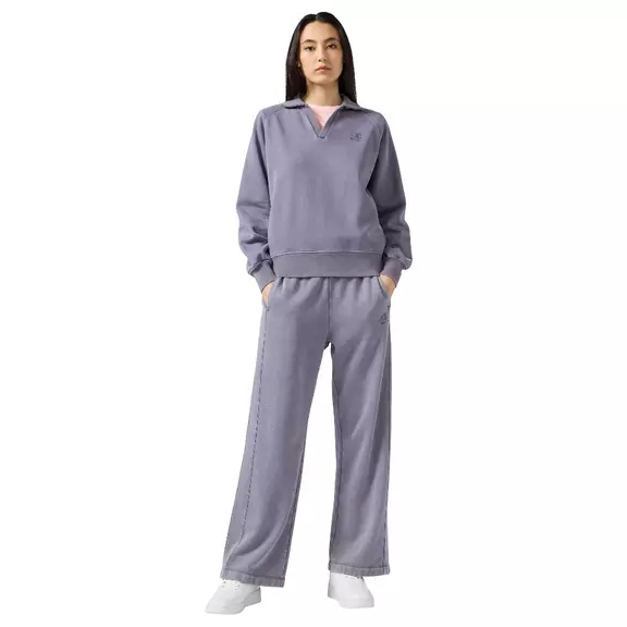Champion Women's Washed Wide Leg Fleece Pants Icons "Dark Mauve"