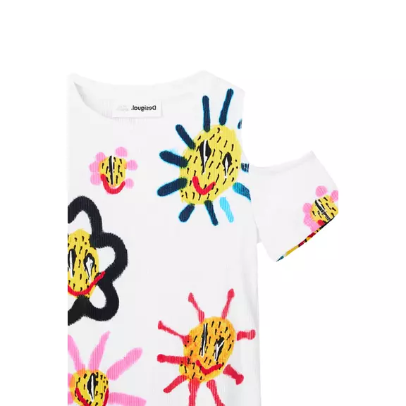 Desigual Girls Flower Cut Out T-Shirt