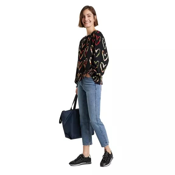 Desigual Loose Crepe Hearts Blouse