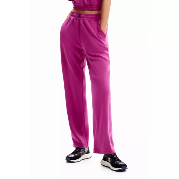 Desigual Wide-leg Sport Trousers "Blackberry Rose"