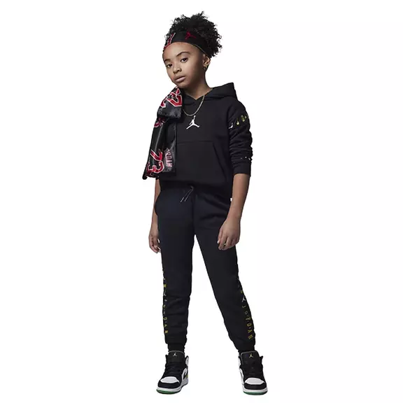 Jordan Holiday Shine Glitter Pullover Hoodie "Black-Gold"