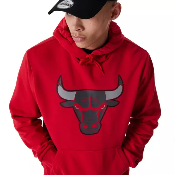 New Era NBA Chicago Bulls Logo Outline Pollover Hoodie "Red"