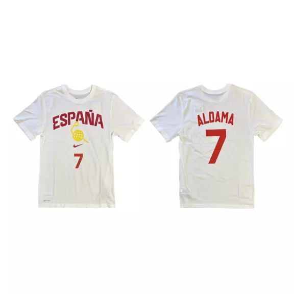 Nike Camiseta España Basket  # 7 ALDAMA # "White Gym Red"