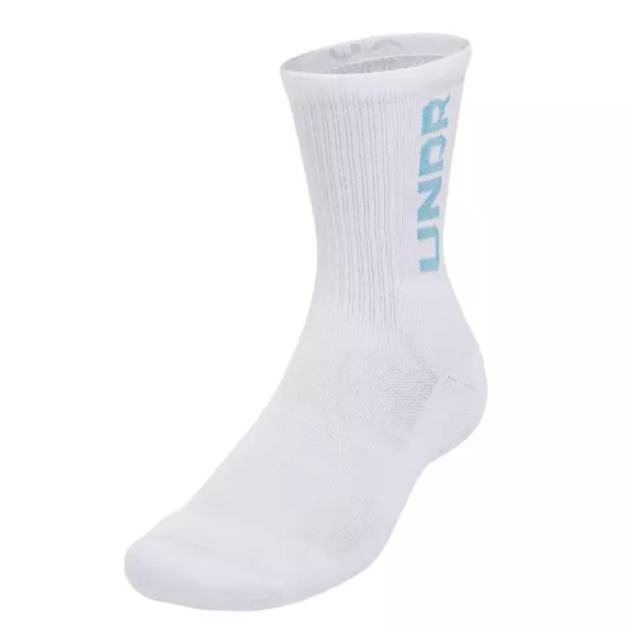UA Unissex 3-Maker 3-Pack Mid-Crew Socks "White-Ether Blue"