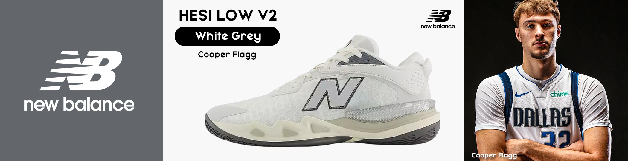 New Balance Hesi Low V2 Cooper Flagg - White Grey
