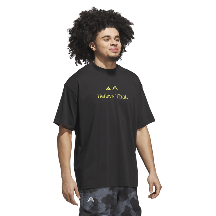 Adidas Basketball Anthony Edwards Believe That T-Shirt "Black/Preloved Lime"