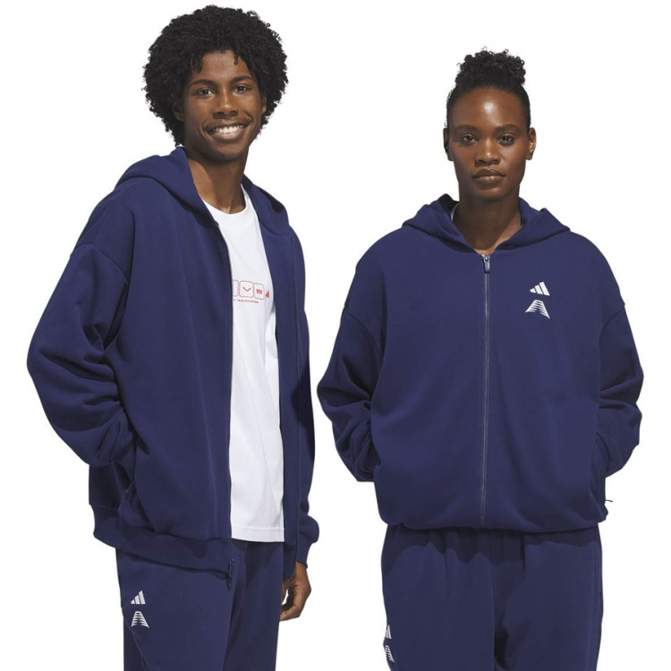 Adidas Basketball Anthony Edwards Foundation Full-Zip Hoodie "Dark Navy"