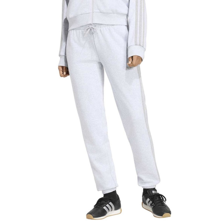 Adidas Essentials 3-Stripes French Terry Cuffed Pants "Light Grey Heather"