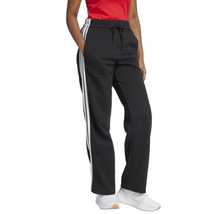 Adidas Essentials 3-Stripes Open-Hem Fleece Joggers "Black"