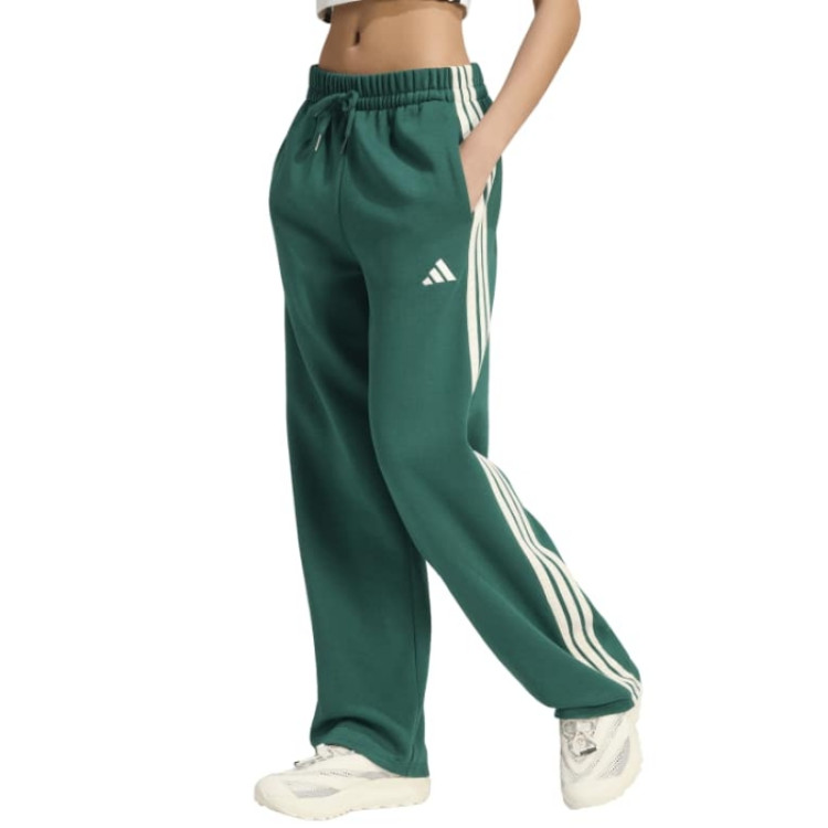 Adidas Essentials 3-Stripes Open-Hem Fleece Joggers "Green"