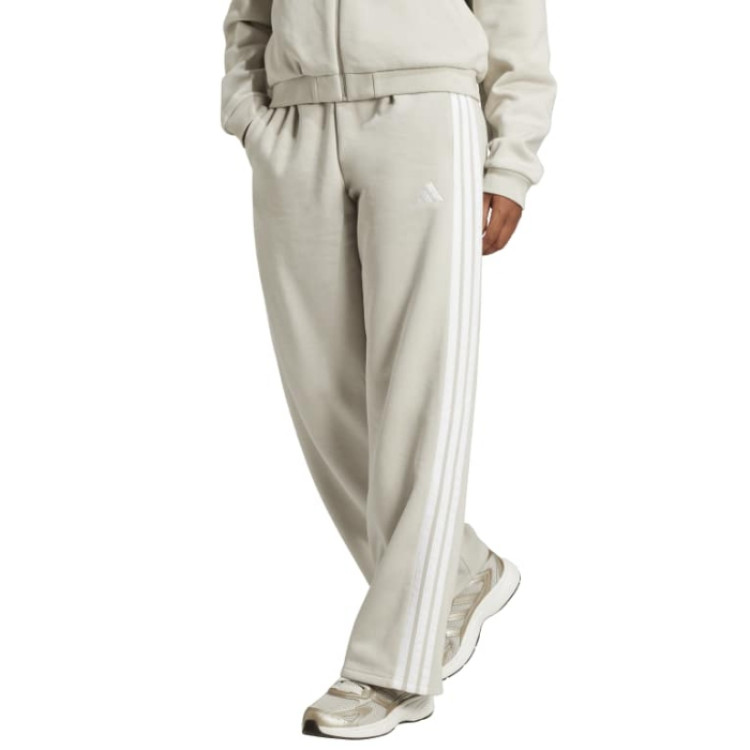 ADIDAS ESSENTIALS 3-STRIPES OPEN HEM FLEECE PANTS "Beige"