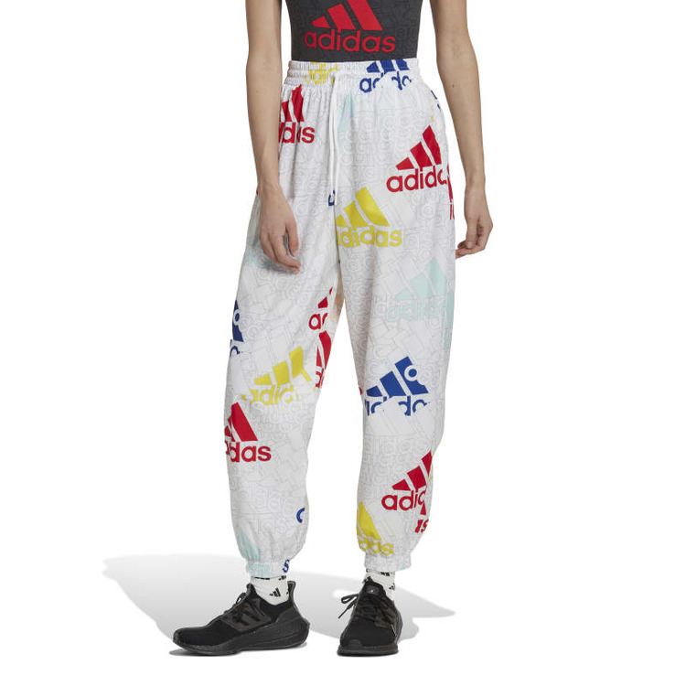 Adidas Essentials Multi-Colored Logo Loose Fit Woven Pants (multicolor)